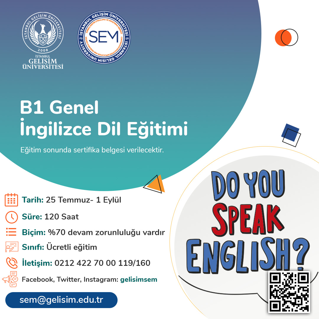 B1 Genel İngilizce Dil Eğitimi